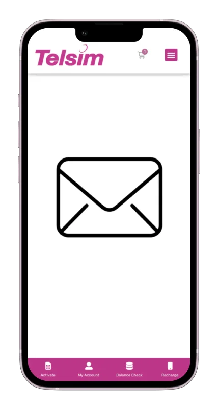 A view of an Email icon for Telsim's eSIM Australia on a mobile screen
