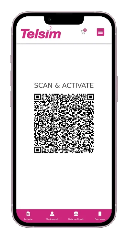 A view of a QR code for Telsim's eSIM Australia on a mobile screen