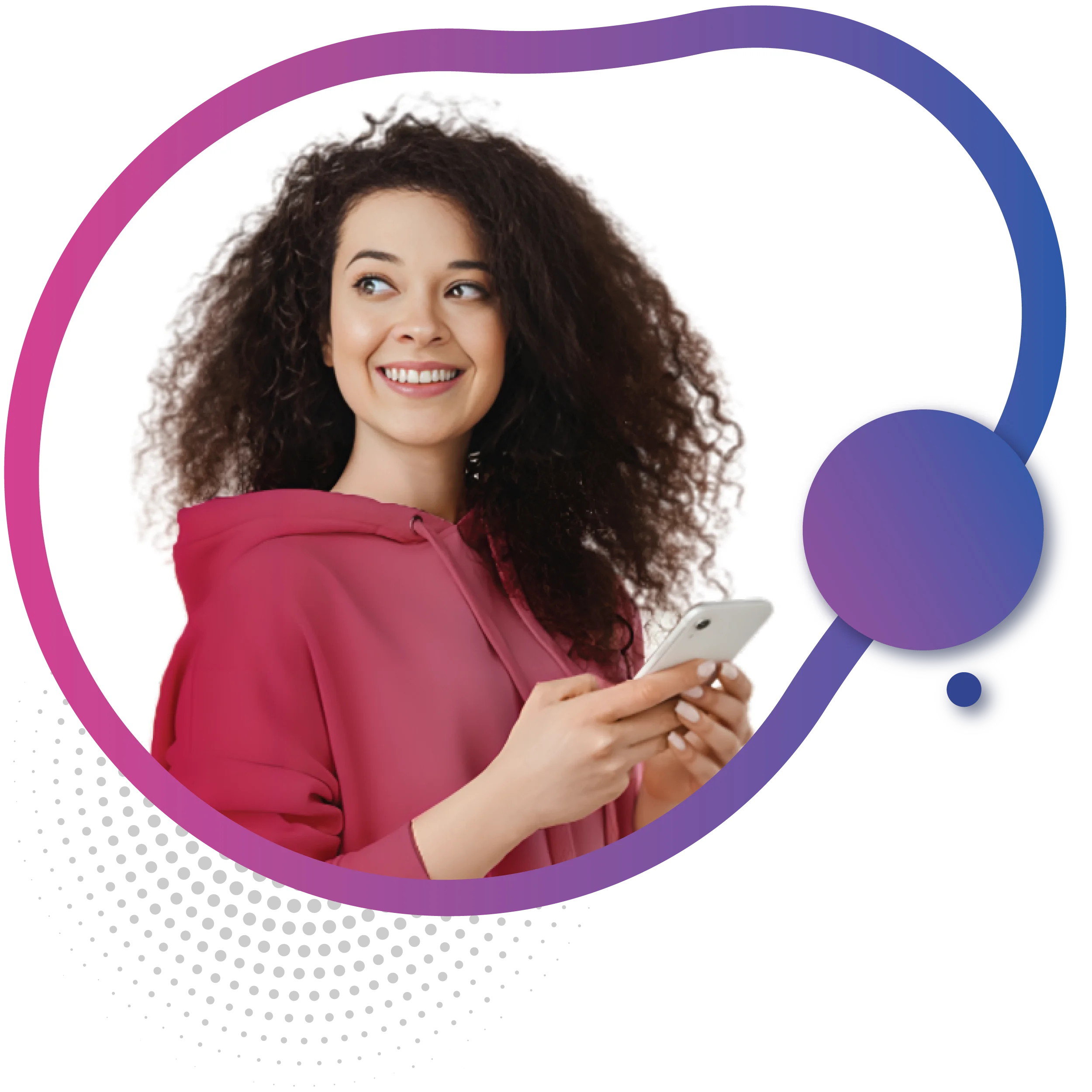 A girl holding a smartphone with a smiling face using Australia's best eSIM by Telsim